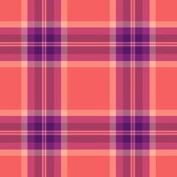 Popular textile tartan check, club fabric background. Event plaid pattern seamless texture in red and pink colors. vector