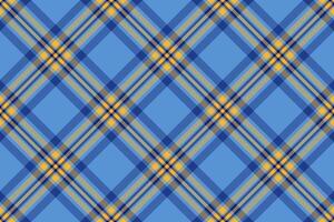 Vibrant blue, yellow, and gray diagonal plaid pattern. Perfect for textile designs, website backgrounds, or creating stylish apparel prints. vector