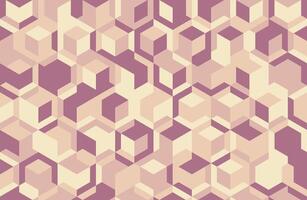 Abstract geometric pattern featuring interlocking cubes in muted mauve and beige tones. Creates a sophisticated, modern, and subtly textured visual. vector