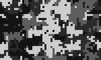 Abstract grayscale pixel art camouflage pattern. Ideal for backgrounds, textures, or digital art projects needing a modern, fragmented aesthetic. vector