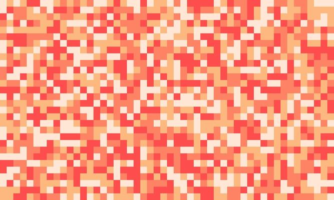 Abstract pixel art background in warm coral and peach tones. Ideal for website banners, social media posts, or vibrant print designs. Evokes feelings of warmth, energy, and modern technology.