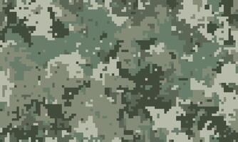 Abstract digital camouflage pattern. Versatile pixelated design in muted greens and greys ideal for backgrounds, textiles, or militarythemed projects. vector