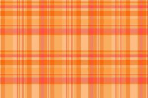 Back background check texture, book plaid textile pattern. Net seamless tartan fabric in orange and bright colors. vector