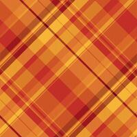 December fabric pattern textile, length plaid check seamless. Flannel tartan texture background in red and orange colors. vector
