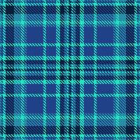 Intense tartan textile plaid, old fabric check. Sky seamless texture pattern background in blue and teal colors. vector