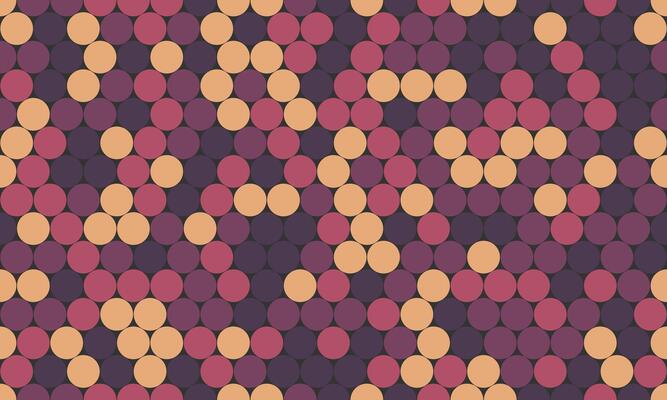 Abstract geometric pattern of overlapping circles in muted pink, purple, and orange hues. Ideal for backgrounds, website design, textile prints, or modern art projects.
