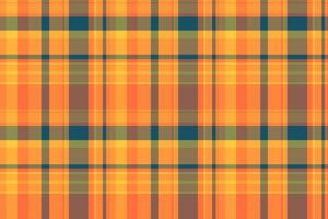 Hippy seamless check texture, continuity textile background . Christmas card tartan fabric pattern plaid in orange and amber colors. vector
