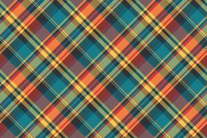 Square check background texture, layout textile tartan. Tailor fabric plaid pattern seamless in cyan and red colors. vector