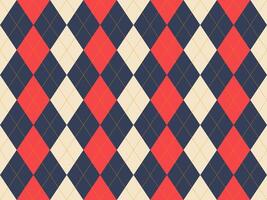 Stylish argyle pattern in vibrant red, cream, and navy. Perfect for backgrounds, textiles, fashion, and website design. vector