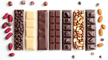 chocolate, nuts isolated with white background photo
