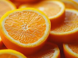 Bright citrus slices overlapping food background photo