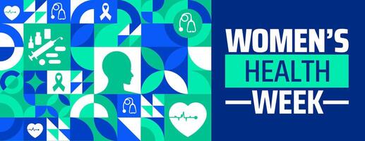 National Womens Health Week Geometric shape pattern background banner or poster design template. observed every year in May. Holiday concept. Use to any Template, card, poster, placard, template. vector