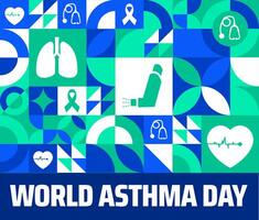 world asthma day Geometric shape pattern background banner or poster design template. vector