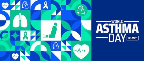 world asthma day Geometric shape pattern background banner or poster design template. observed every year in May. Holiday concept. Use to any Template, card, poster, placard, template. vector