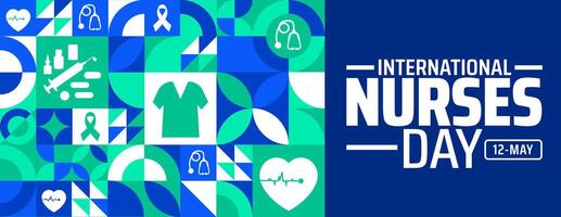 International Nurses Day Geometric shape pattern background banner or poster design template. observed every year in May. vector
