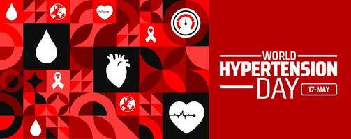 World Hypertension Day Geometric shape pattern background banner or poster design template. observed every year in May. vector