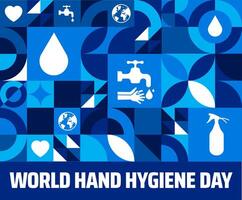 World Hand Hygiene Day Geometric shape pattern background banner or poster design template. observed every year in May. vector