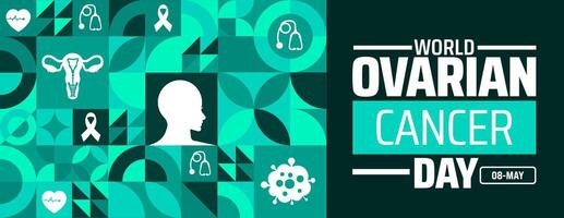 World Ovarian Cancer Day Geometric shape pattern background banner or poster design template. observed every year in May. vector