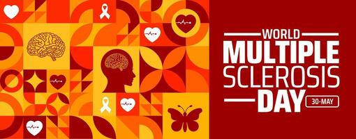 multiple sclerosis day Geometric shape pattern background banner or poster design template. observed every year in May. Holiday concept. Use to any Template, card, poster, placard, vector