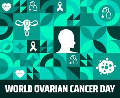 World Ovarian Cancer Day Geometric shape pattern background banner or poster design template. observed every year in May. Holiday concept. Use to any Template, card, poster, placard, template. vector