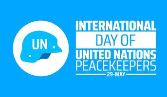 International Day of UN Peacekeepers background banner or poster design template. observed every year in May. Holiday concept. vector