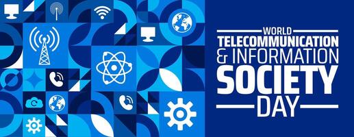 World Telecommunication and Information Society Day Geometric shape pattern background banner or poster design template vector