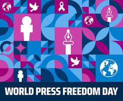 World Press Freedom Day Geometric shape pattern background banner or poster design template. observed every year in May. vector