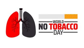 World No Tobacco Day background banner or poster design template with lung icon. vector