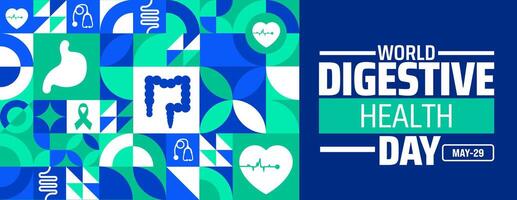 world digestive health day Geometric shape pattern background banner or poster design template. observed every year in May. Holiday concept. Use to any Template, card, poster, placard, template. vector