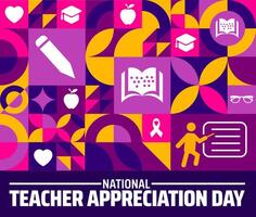 National Teacher Appreciation Day Geometric shape pattern background banner or poster design template. observed every year in May. Holiday concept. vector