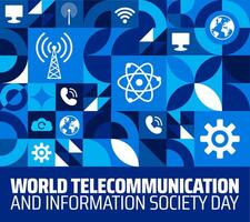 World Telecommunication and Information Society Day Geometric shape pattern background banner or poster design template. observed every year in May. Holiday concept. Use to any Template, card, poster vector