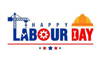 Happy Labour Day background, banner, poster design template. Observed on May 1st. it honors workers contributions. This bright features industrial symbols. recognize vector