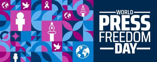 World Press Freedom Day Geometric shape pattern background banner or poster design template. observed every year in May. Holiday concept. Use to any Template, card, poster, placard, template. vector