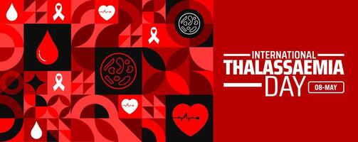 International thalassaemia day Geometric shape pattern background banner or poster design template. observed every year in May. Holiday concept. Use to any Template, card, poster, placard, template. vector