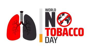 World No Tobacco Day background banner or poster design template with lung icon. observed every year in May. Holiday concept. Use to any Template, card, poster, placard, template. vector