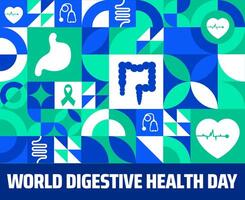 world digestive health day Geometric shape pattern background banner or poster design template. observed every year in May. Holiday concept. vector