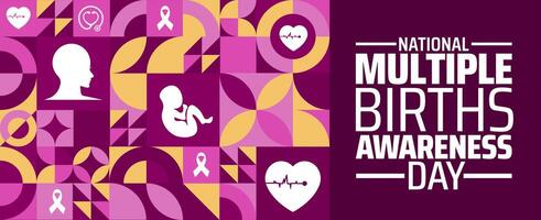 National Multiple Births Awareness Day Geometric shape pattern background banner or poster design template. observed every year in May. Holiday concept. Use to any Template, card, poster, placard. vector