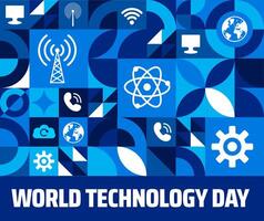 world technology day Geometric shape pattern background banner or poster design template. observed every year in May. Holiday concept. Use to any Template, card, poster, placard, template. vector