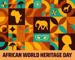 African world heritage day Geometric shape pattern background banner or poster design template. observed every year in May. Holiday concept. Use to any Template, card, poster, placard, template. vector