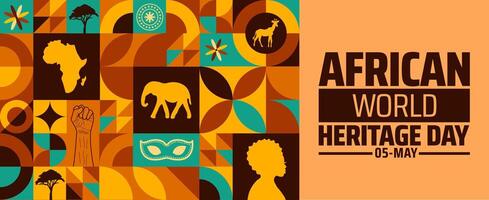African world heritage day Geometric shape pattern background banner or poster design template. observed every year in May. vector