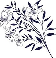 Floral Bouquet Line Drawing Abstract Botanical Line Art Illustration vector