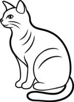 Silhouettes Line Art Cat Minimalist Feline Poses Set vector