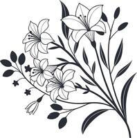 Floral Bouquet Line Drawing Abstract Botanical Line Art Design EPS Download vector