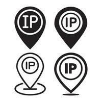 IP Location Markers in Solid and Outline Styles, icons, logos, illustration vector