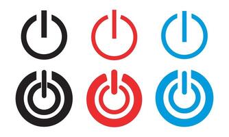 Power Button Icon Set in Multiple Styles and Colors, Power button. ON and OFF set icons. black and flat icon, energy sing symbol vector