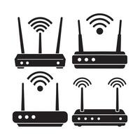Wireless Routers with Wi-Fi Signals, Digital Method icon in . Logotype vector