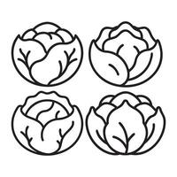 Simple Line Art of Cabbage Heads icons, illustration vector