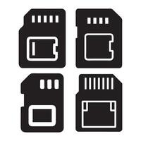 Solid Illustrations of SD Cards, Sd Card Icon set. for mobile concept and web design vector