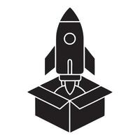 A rocket emerging from an open box, Rocket Launching from a Box vector