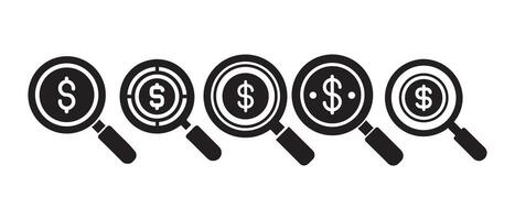 Magnifying Glasses Focusing on Dollar Signs, A Visual Representation of Financial Search, illustration of business and finance vector